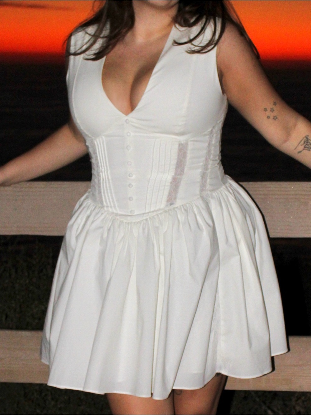 House of CB White V-Neck Corset Waist Dress